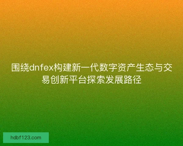 围绕dnfex构建新一代数字资产生态与交易创新平台探索发展路径