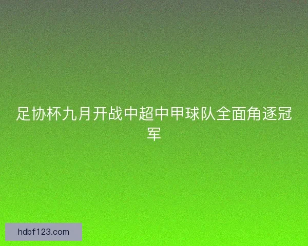 足协杯九月开战中超中甲球队全面角逐冠军 足协杯九月开战中超中甲球队全面角逐冠军