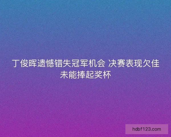 丁俊晖遗憾错失冠军机会 决赛表现欠佳未能捧起奖杯